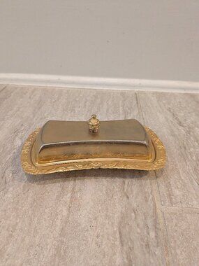 Vintage WMF Of America 24k Gold Electroplated Butter Dish with cover